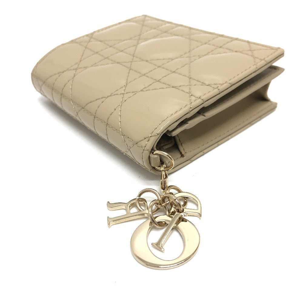 Dior Folded wallet enamel beige Canage Lady Dior LADY DIOR