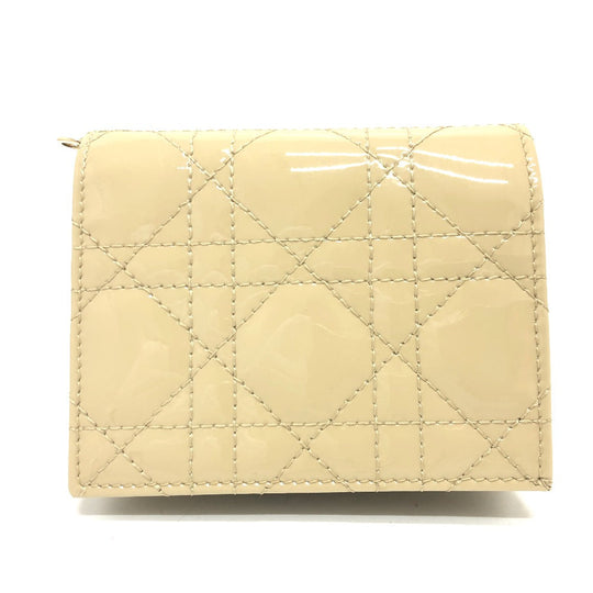 Dior Folded wallet enamel beige Canage Lady Dior LADY DIOR