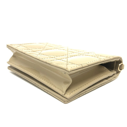 Dior Folded wallet enamel beige Canage Lady Dior LADY DIOR