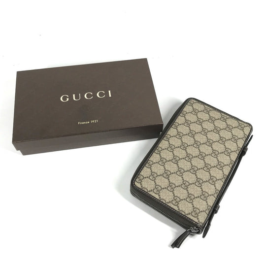 GUCCI Travel case 336298 GG Supreme Canvas Beige x brown GG Supreme Long Wallet Purse