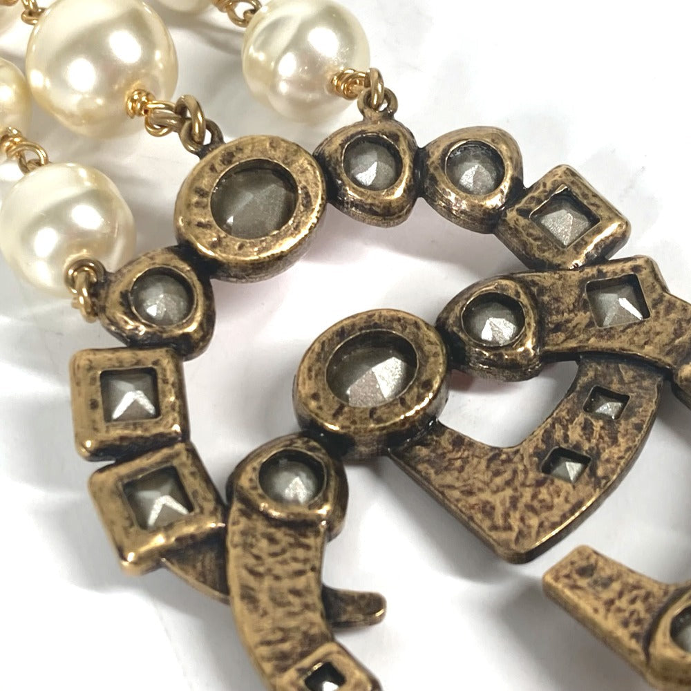 GUCCI bracelet metal Gold x Multicolor Double G Color stone, fake pearl, rhinestone, triple row Women Used Authentic