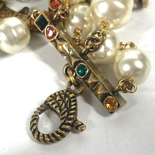 GUCCI bracelet metal Gold x Multicolor Double G Color stone, fake pearl, rhinestone, triple row Women Used Authentic