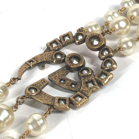 GUCCI bracelet metal Gold x Multicolor Double G Color stone, fake pearl, rhinestone, triple row Women Used Authentic