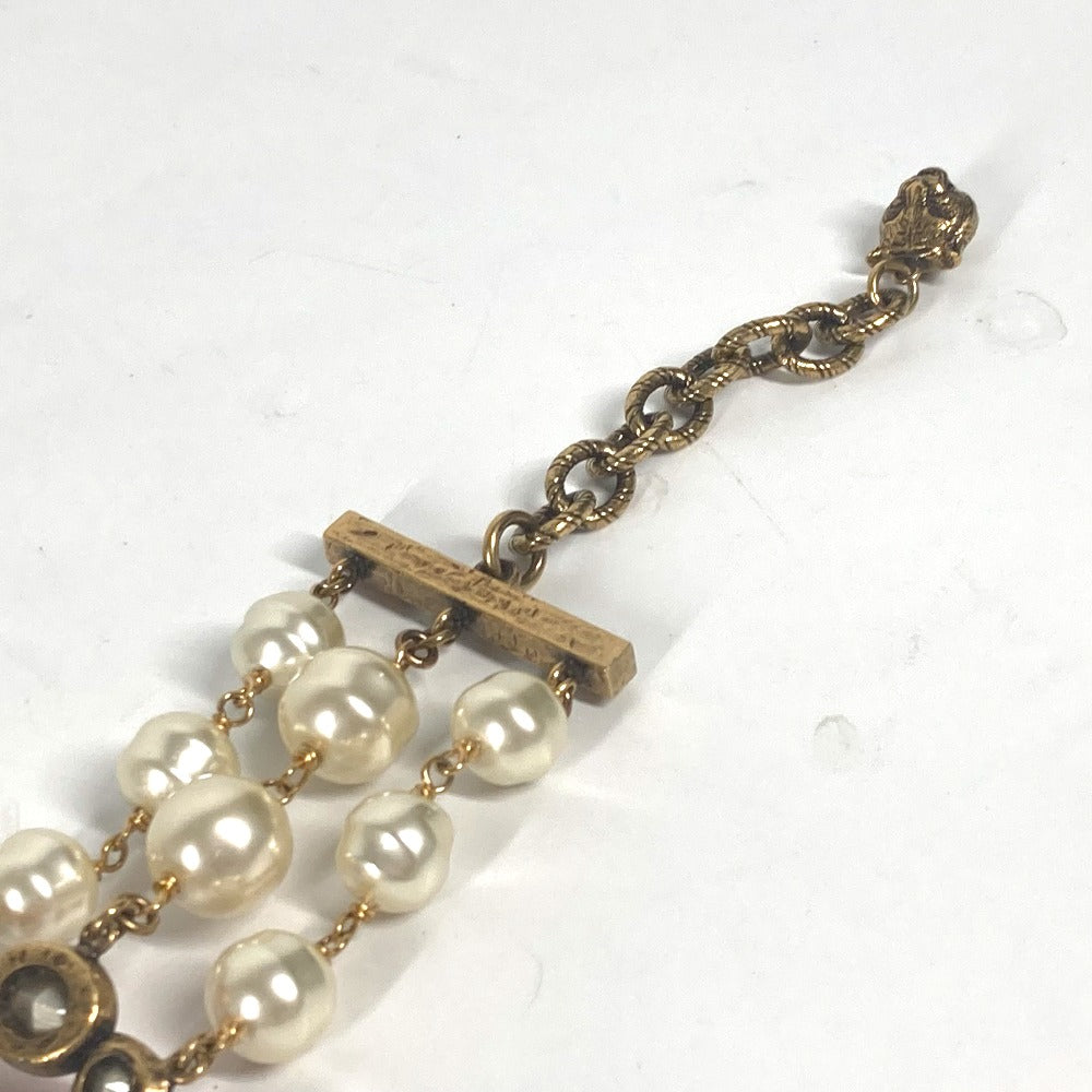 GUCCI bracelet metal Gold x Multicolor Double G Color stone, fake pearl, rhinestone, triple row Women Used Authentic