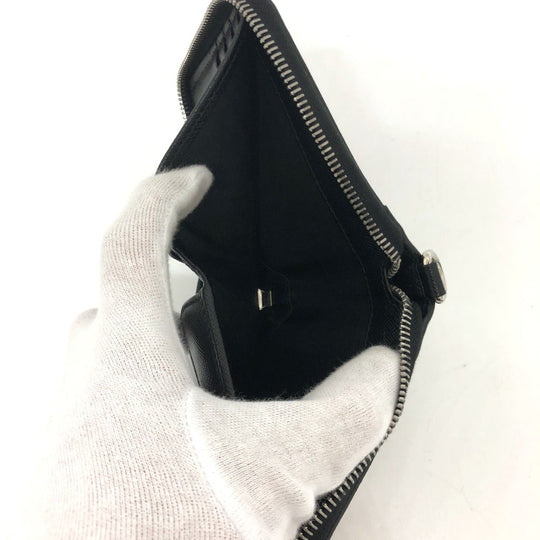 PRADA Folded wallet 2ML221 saffiano leather Black x pink Studs with strap and key ring Frankenheart Women Secondhand Authentic