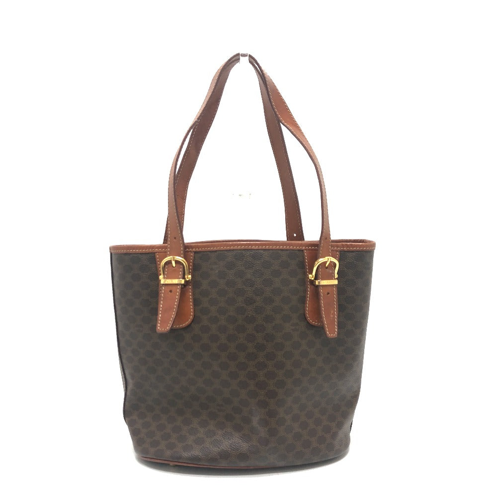 CELINE Tote Bag PVC / Leather Brown vintage Macadam Bucket Type