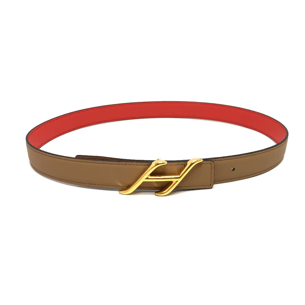 HERMES belt Swift, Epsom Brown x Orange type Constance Belt Buckle HDN Women 75 Used Authentic