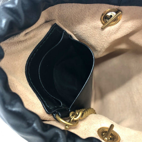 GUCCI Shoulder Bag 575163 leather black GG Marmont Double G Mini Bucket Bag Women Used Authentic