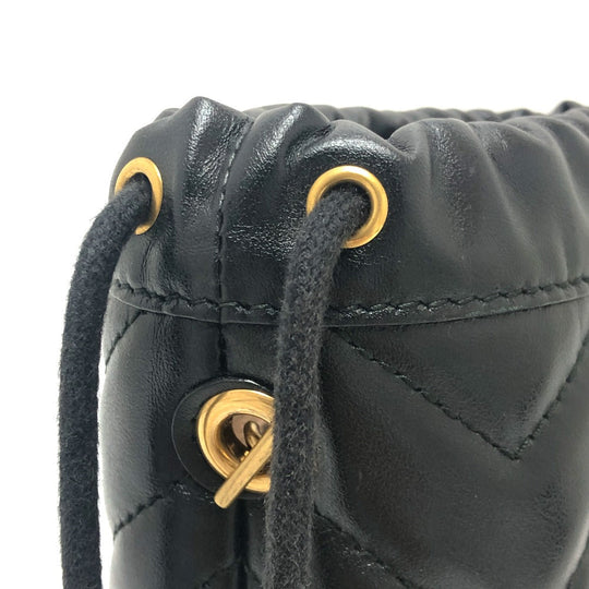 GUCCI Shoulder Bag 575163 leather black GG Marmont Double G Mini Bucket Bag Women Used Authentic