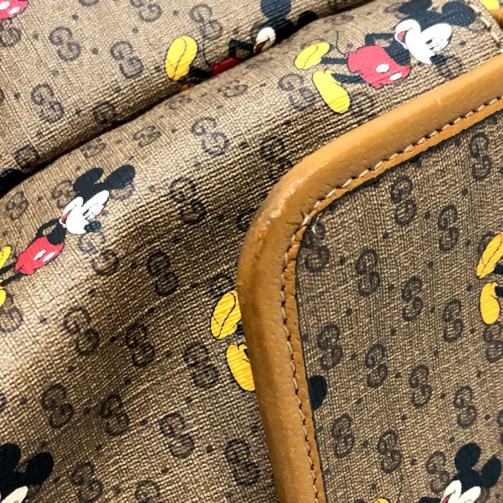 GUCCI Backpack 603898 PVC / Leather Beige x brown Mini GG Supreme Mickey Mouse DISNEY unisex(Unisex) Used Authentic
