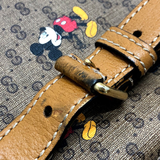 GUCCI Backpack 603898 PVC / Leather Beige x brown Mini GG Supreme Mickey Mouse DISNEY unisex(Unisex) Used Authentic