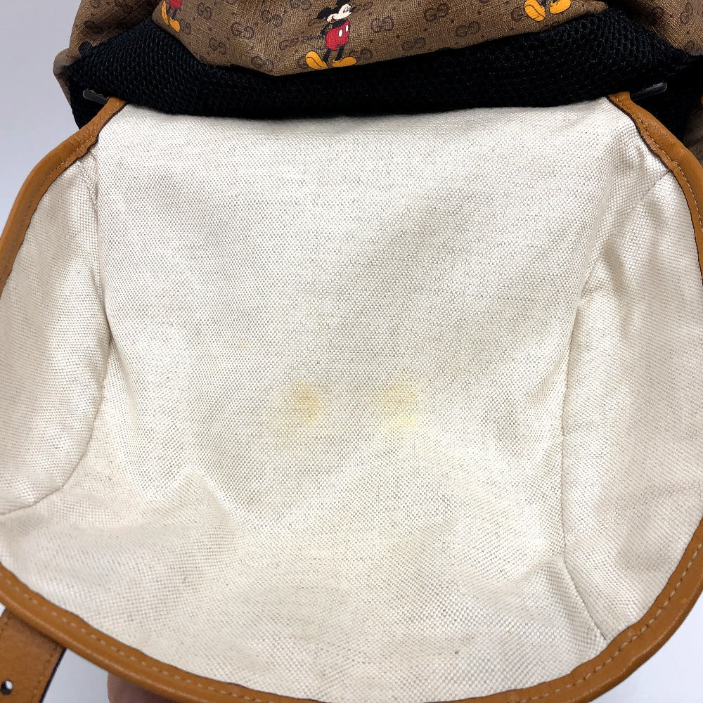 GUCCI Backpack 603898 PVC / Leather Beige x brown Mini GG Supreme Mickey Mouse DISNEY unisex(Unisex) Used Authentic