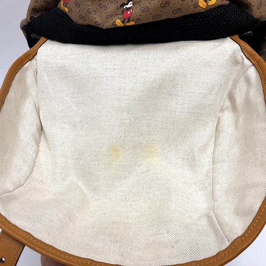 GUCCI Backpack 603898 PVC / Leather Beige x brown Mini GG Supreme Mickey Mouse DISNEY unisex(Unisex) Used Authentic