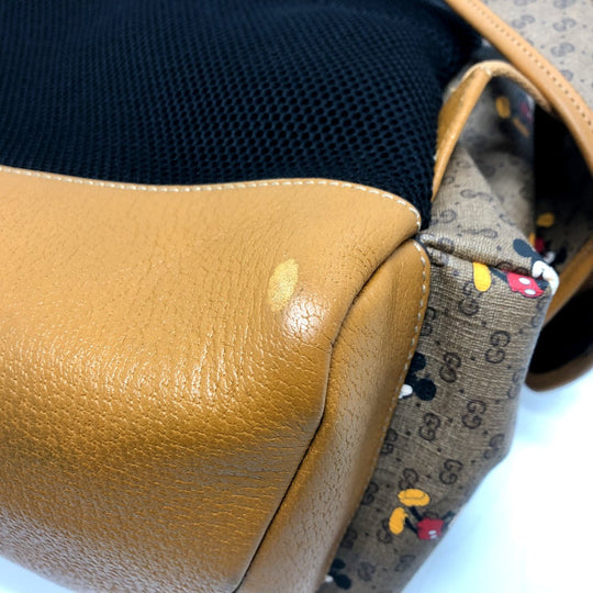 GUCCI Backpack 603898 PVC / Leather Beige x brown Mini GG Supreme Mickey Mouse DISNEY unisex(Unisex) Used Authentic