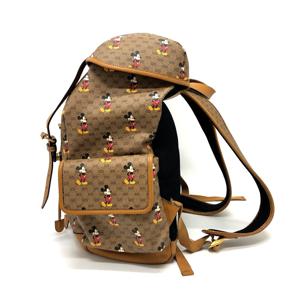 GUCCI Backpack 603898 PVC / Leather Beige x brown Mini GG Supreme Mickey Mouse DISNEY unisex(Unisex) Used Authentic