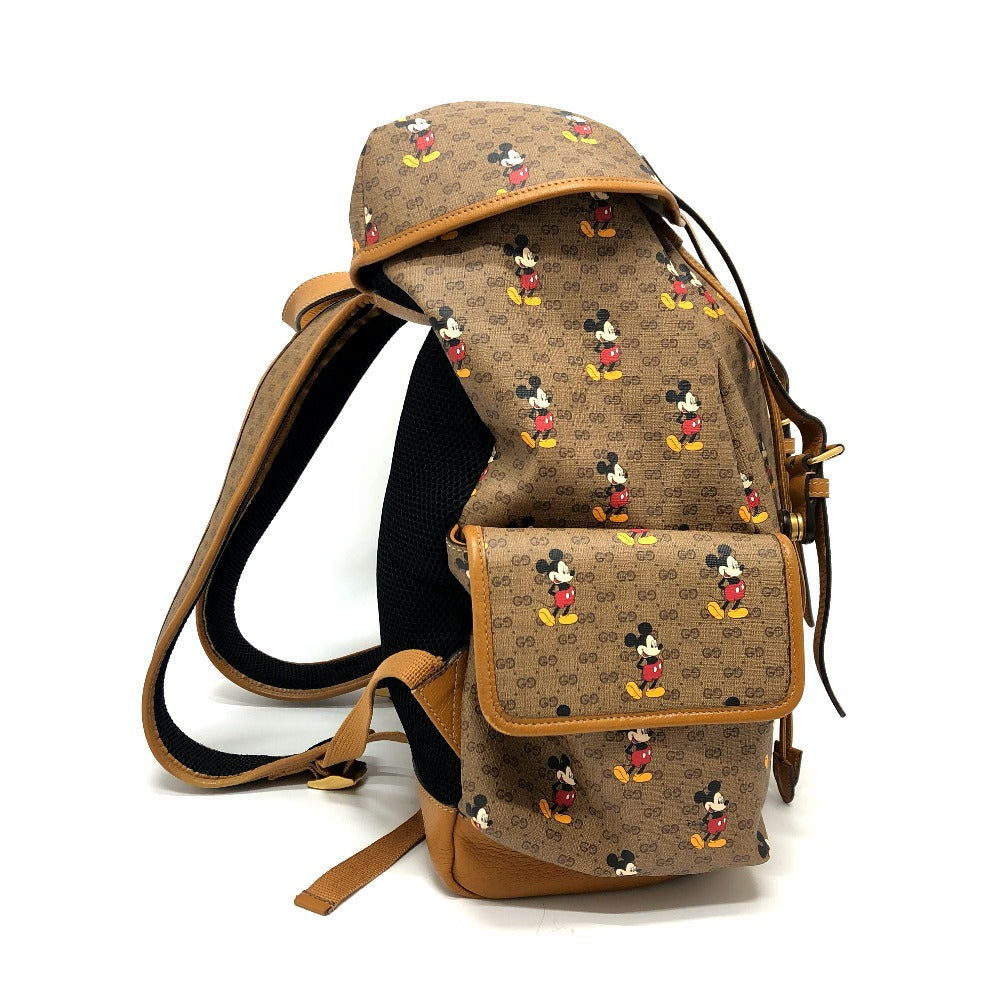 GUCCI Backpack 603898 PVC / Leather Beige x brown Mini GG Supreme Mickey Mouse DISNEY unisex(Unisex) Used Authentic