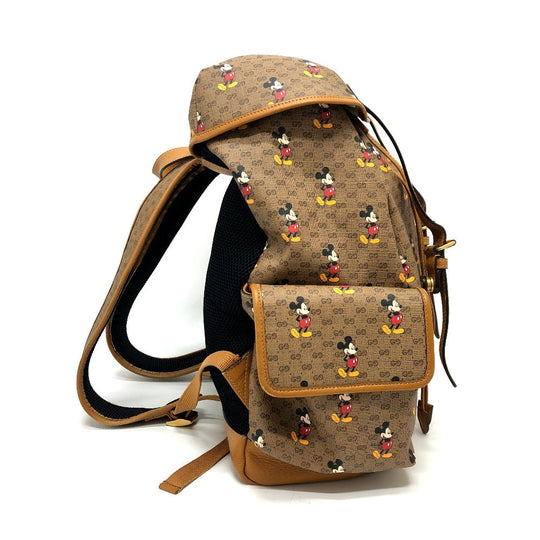 GUCCI Backpack 603898 PVC / Leather Beige x brown Mini GG Supreme Mickey Mouse DISNEY unisex(Unisex) Used Authentic