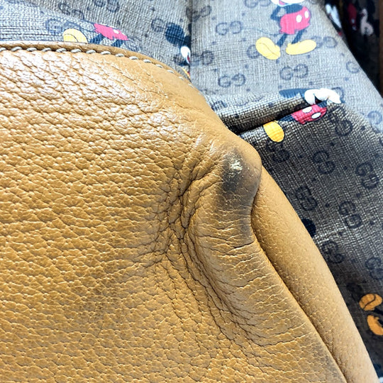 GUCCI Backpack 603898 PVC / Leather Beige x brown Mini GG Supreme Mickey Mouse DISNEY unisex(Unisex) Used Authentic