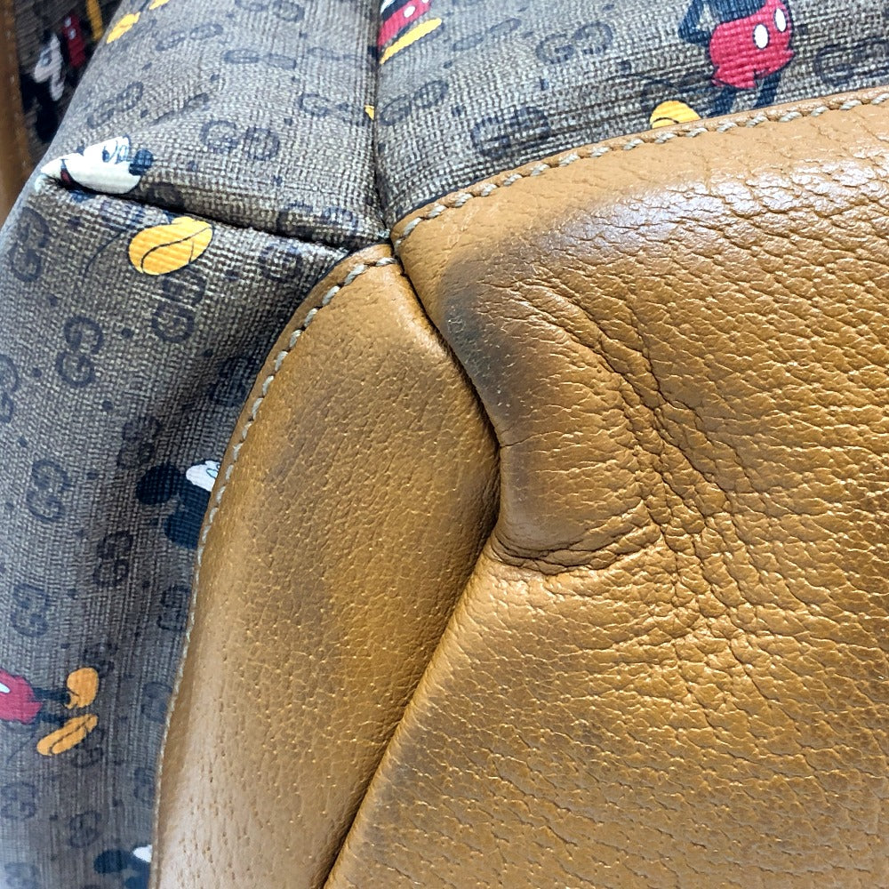 GUCCI Backpack 603898 PVC / Leather Beige x brown Mini GG Supreme Mickey Mouse DISNEY unisex(Unisex) Used Authentic