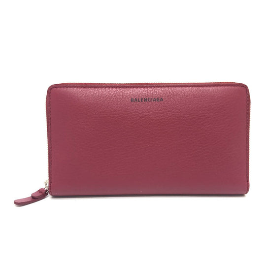 BALENCIAGA Long Wallet Purse 516362 leather Red logo Everyday Continental unisex(Unisex) Used Authentic