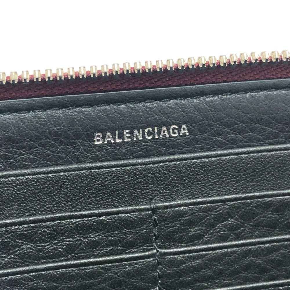BALENCIAGA Long Wallet Purse 516362 leather Red logo Everyday Continental unisex(Unisex) Used Authentic