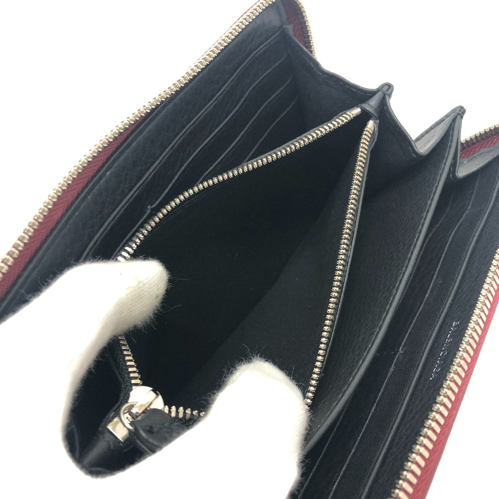 BALENCIAGA Long Wallet Purse 516362 leather Red logo Everyday Continental unisex(Unisex) Used Authentic