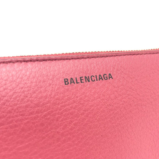 BALENCIAGA Long Wallet Purse 516362 leather Red logo Everyday Continental unisex(Unisex) Used Authentic