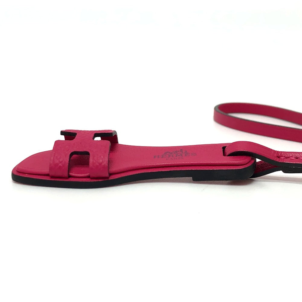 HERMES charm Epsom pink Sandals Oran Nano Monochrome Women Used Authentic