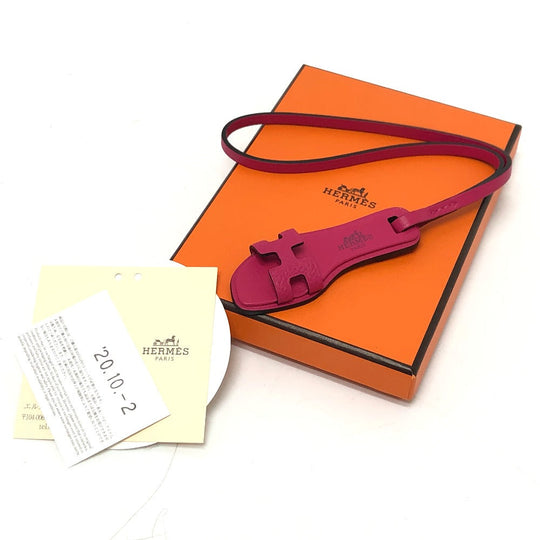 HERMES charm Epsom pink Sandals Oran Nano Monochrome Women Used Authentic