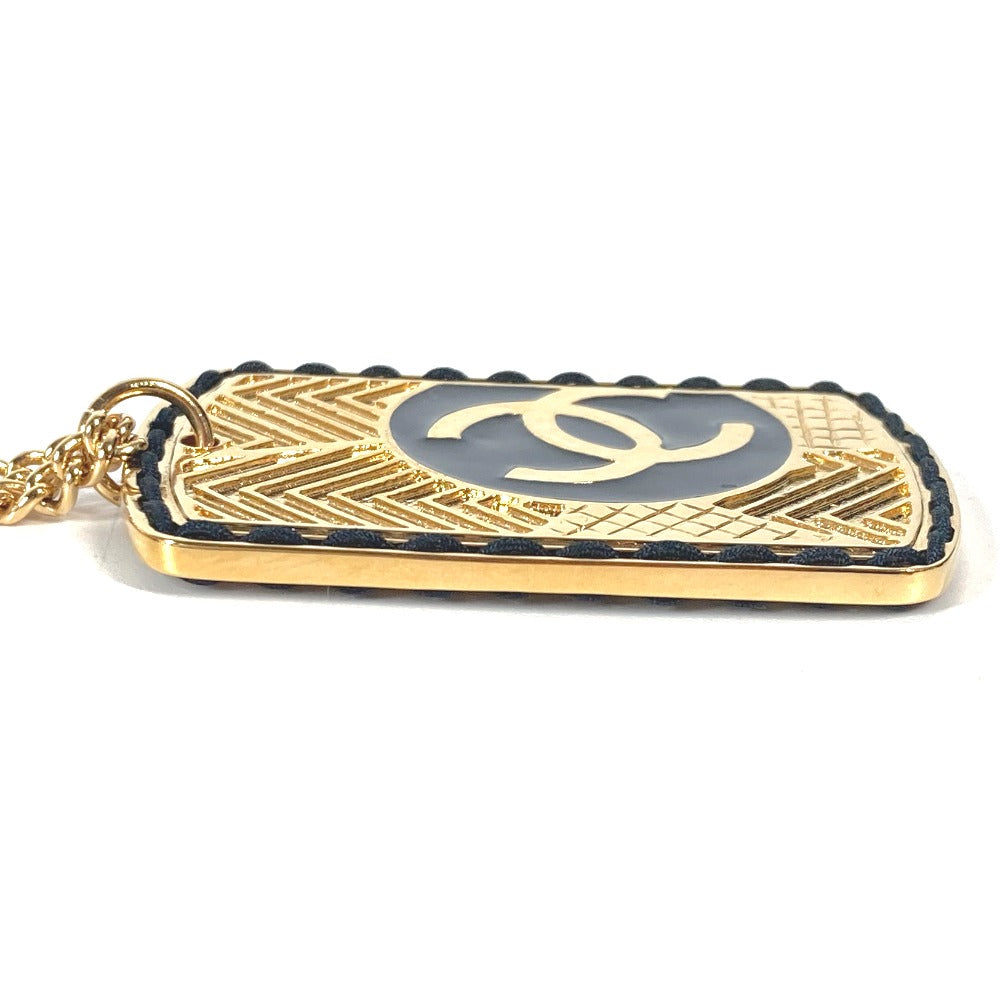 CHANEL Necklace Gold Plated gold B24C COCO Mark CC Dog Tag Women Used Authentic