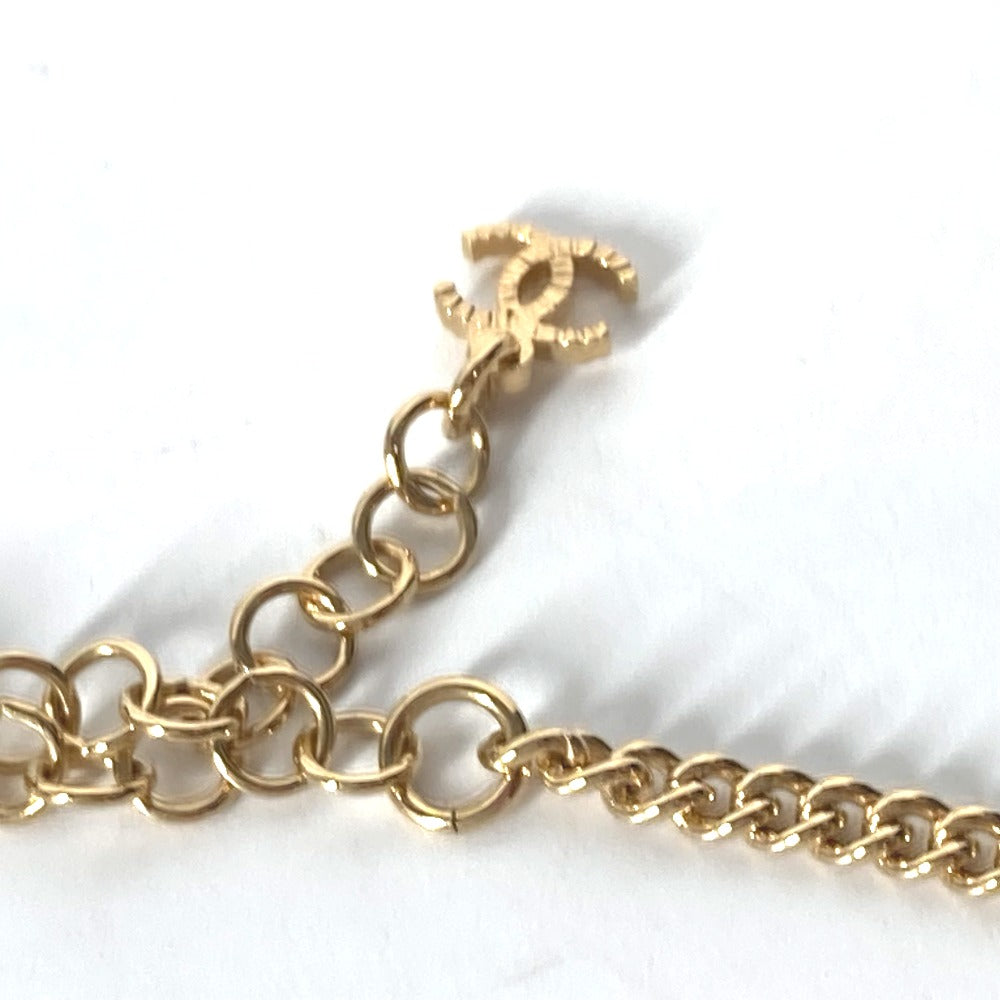 CHANEL Necklace Gold Plated gold B24C COCO Mark CC Dog Tag Women Used Authentic