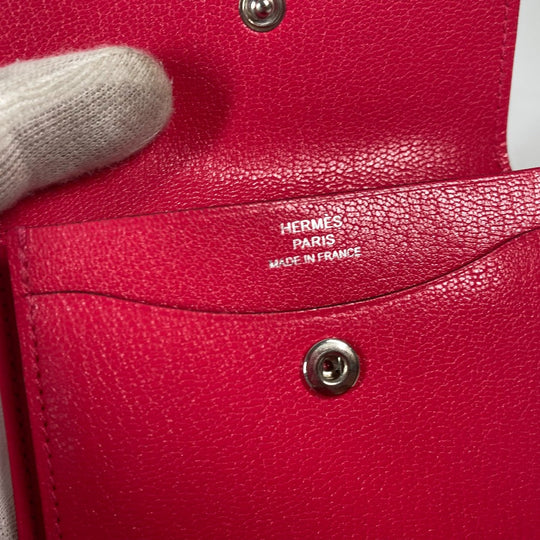 HERMES Folded wallet Shave pink Serie illiard compact Women Used Authentic