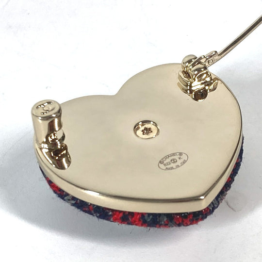 CHANEL Brooch tweed Navy x red B22K Heart COCO Mark CC Women Used Authentic