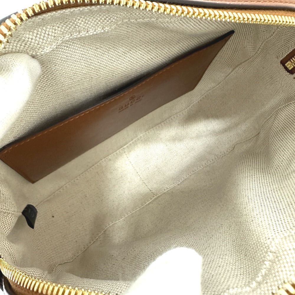 GUCCI Shoulder Bag 702234 leather Brown GG Matelasse Double G Small Women Used Authentic