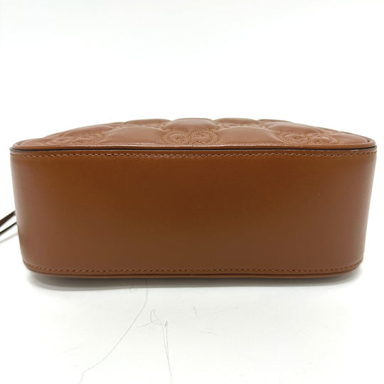 GUCCI Shoulder Bag 702234 leather Brown GG Matelasse Double G Small Women Used Authentic