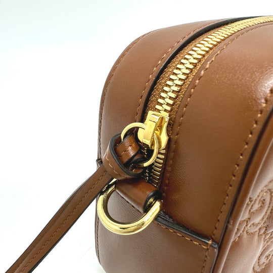 GUCCI Shoulder Bag 702234 leather Brown GG Matelasse Double G Small Women Used Authentic