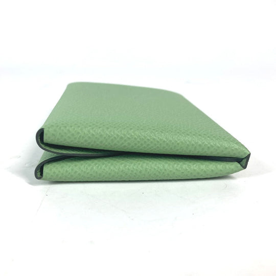 HERMES Coin case Epsom green Bifold Wallet Slim Calvi duo Women(Unisex) Used Authentic