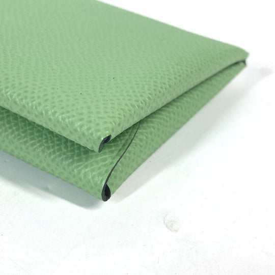 HERMES Coin case Epsom green Bifold Wallet Slim Calvi duo Women(Unisex) Used Authentic