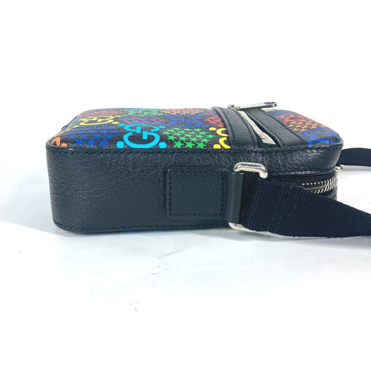 GUCCI Shoulder Bag 598103 leather Black x multicolor GG psychedelic Crossbody unisex(Unisex) Used Authentic