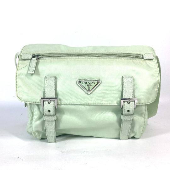 PRADA Shoulder Bag 1BD953 Nylon green Triangle logo plate Re-Nylon Women Used Authentic