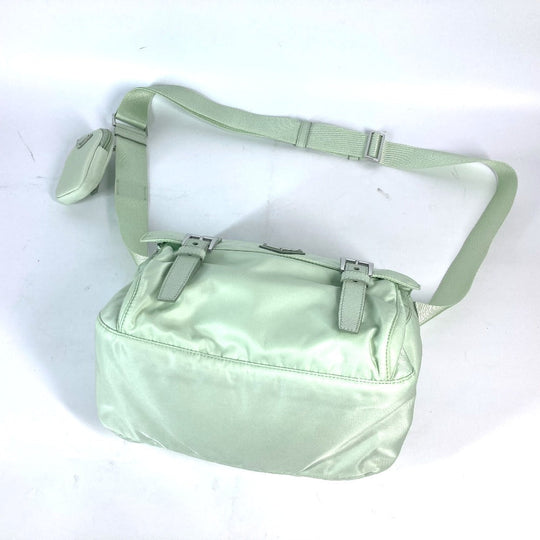 PRADA Shoulder Bag 1BD953 Nylon green Triangle logo plate Re-Nylon Women Used Authentic