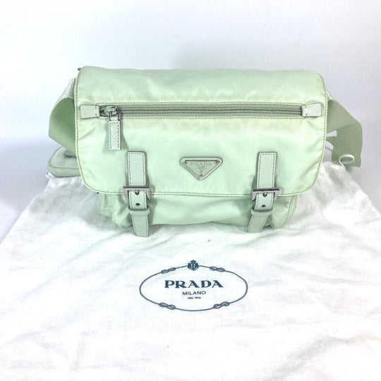 PRADA Shoulder Bag 1BD953 Nylon green Triangle logo plate Re-Nylon Women Used Authentic