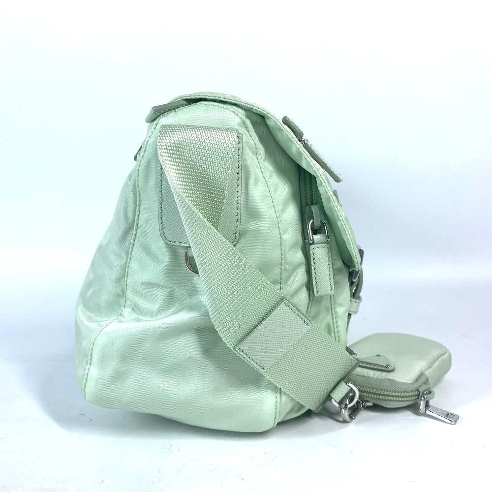 PRADA Shoulder Bag 1BD953 Nylon green Triangle logo plate Re-Nylon Women Used Authentic
