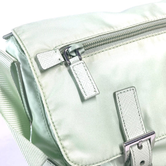 PRADA Shoulder Bag 1BD953 Nylon green Triangle logo plate Re-Nylon Women Used Authentic