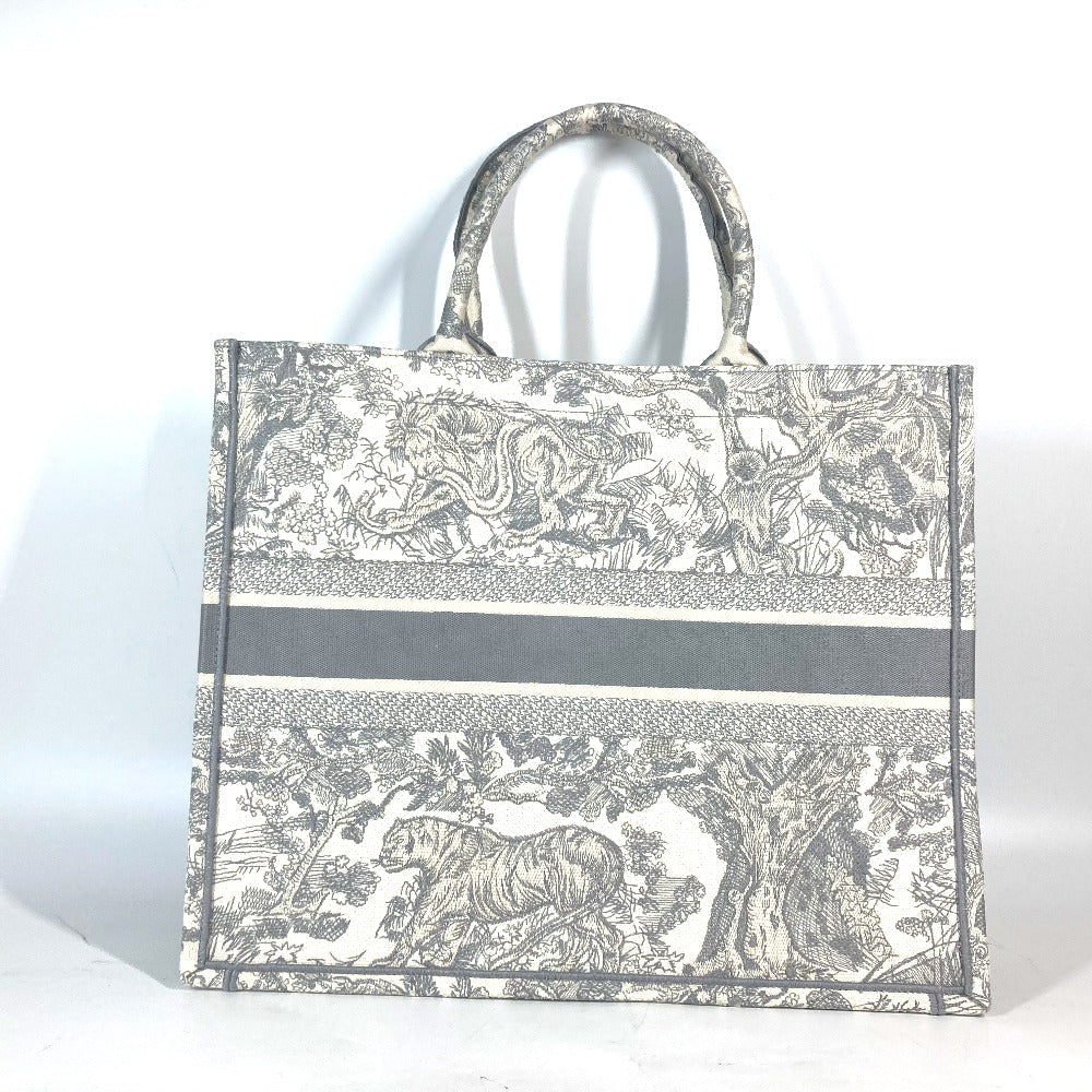 Dior Tote Bag M1286ZTDT_M20I Canvas, Embroidery Gray x off-white Toile de Jouy embroidery book tote large Women Used Authentic