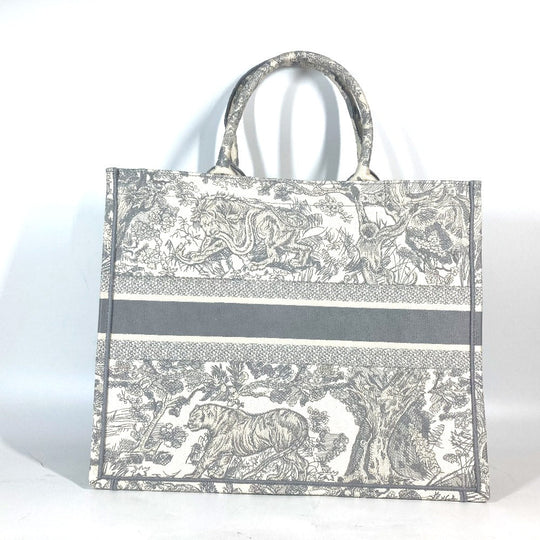 Dior Tote Bag M1286ZTDT_M20I Canvas, Embroidery Gray x off-white Toile de Jouy embroidery book tote large Women Used Authentic