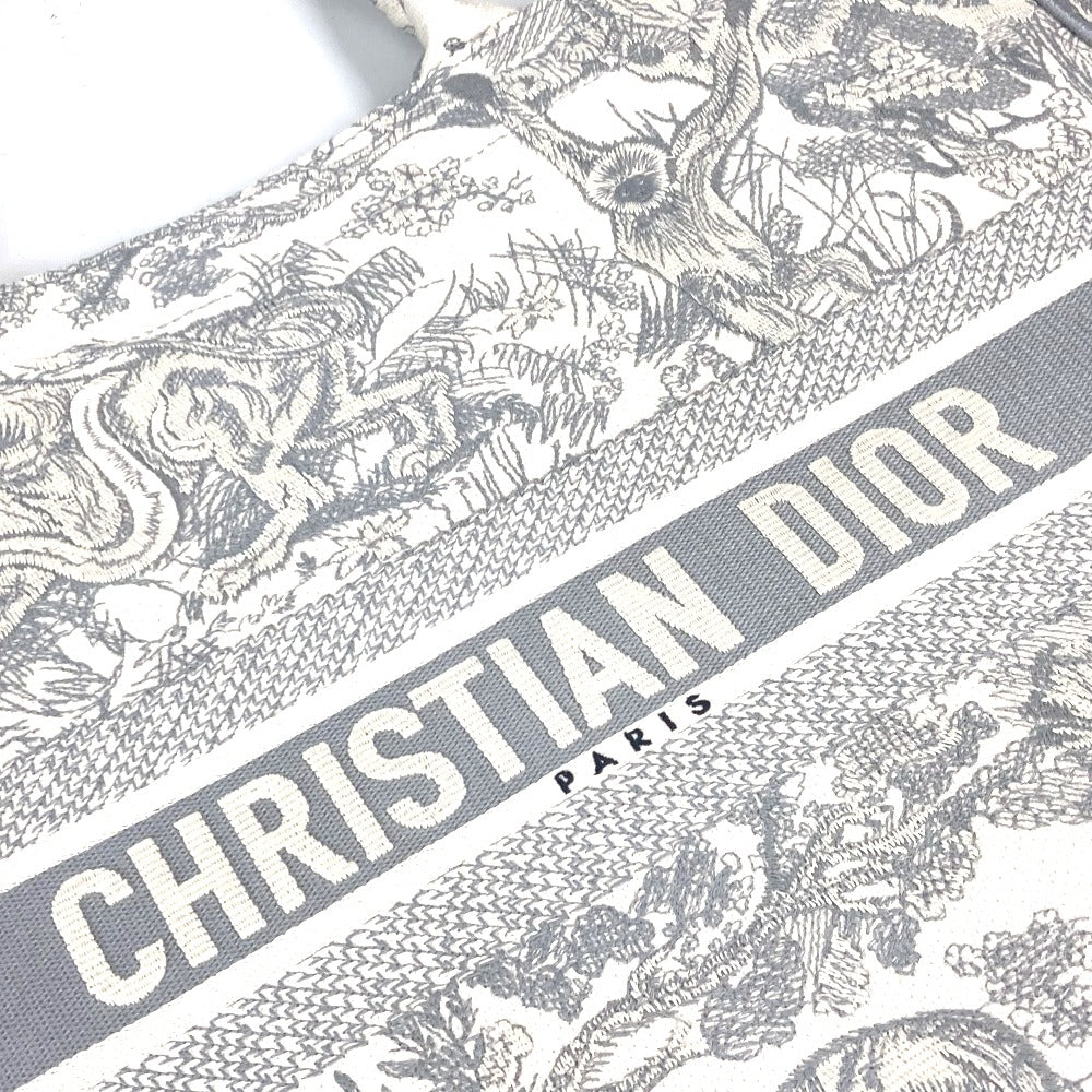 Dior Tote Bag M1286ZTDT_M20I Canvas, Embroidery Gray x off-white Toile de Jouy embroidery book tote large Women Used Authentic