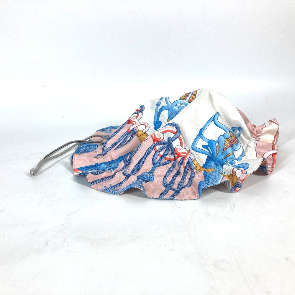 HERMES Pouch silk pink Drawstring pouch Petith Women Used Authentic