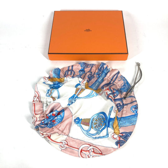 HERMES Pouch silk pink Drawstring pouch Petith Women Used Authentic