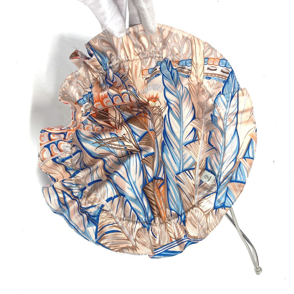 HERMES Pouch silk pink Drawstring pouch Petith Women Used Authentic